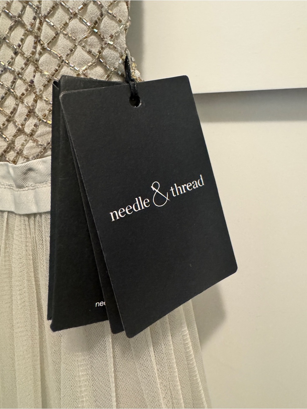 Beaded Bodice Tulle Midi Dress in Dove Gray - Picture 3 of 3